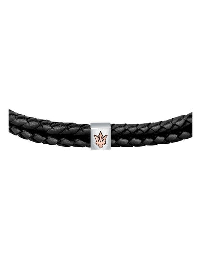 Woven Leather Bracelet in Black