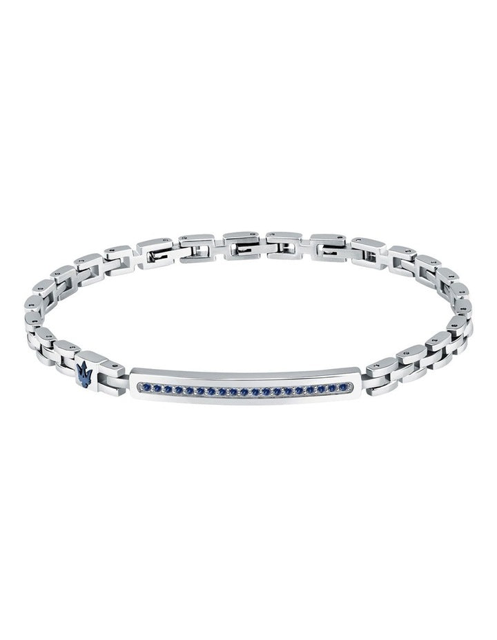 Stainless Steel Blue Logo Bracelet in Silver
