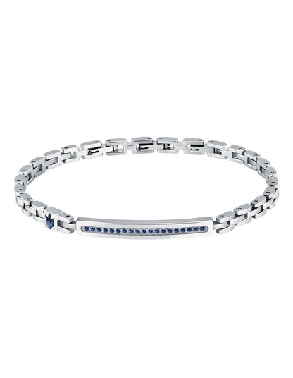 Stainless Steel Blue Logo Bracelet in Silver