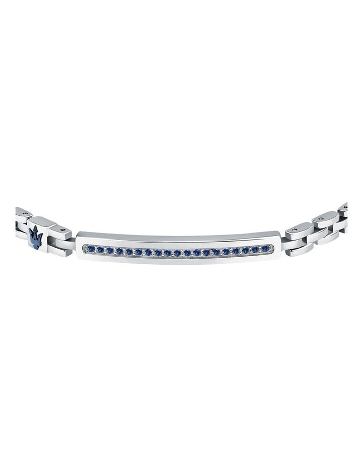 Stainless Steel Blue Logo Bracelet in Silver