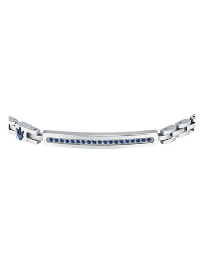 Stainless Steel Blue Logo Bracelet in Silver