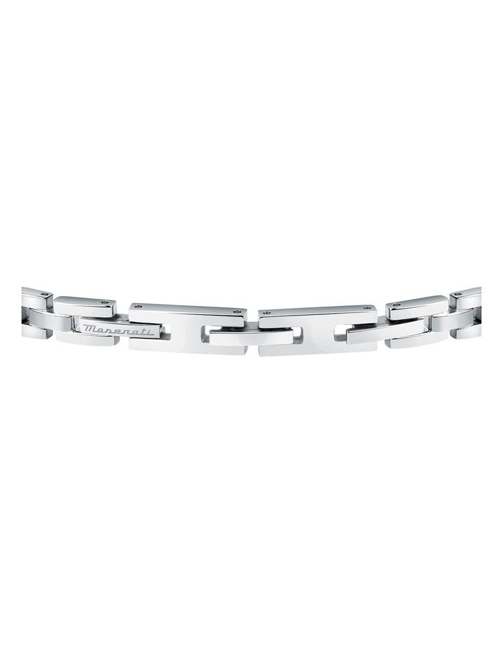Stainless Steel Blue Logo Bracelet in Silver
