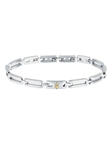 Iconic Stainless Steel Logo Bracelet in Silver