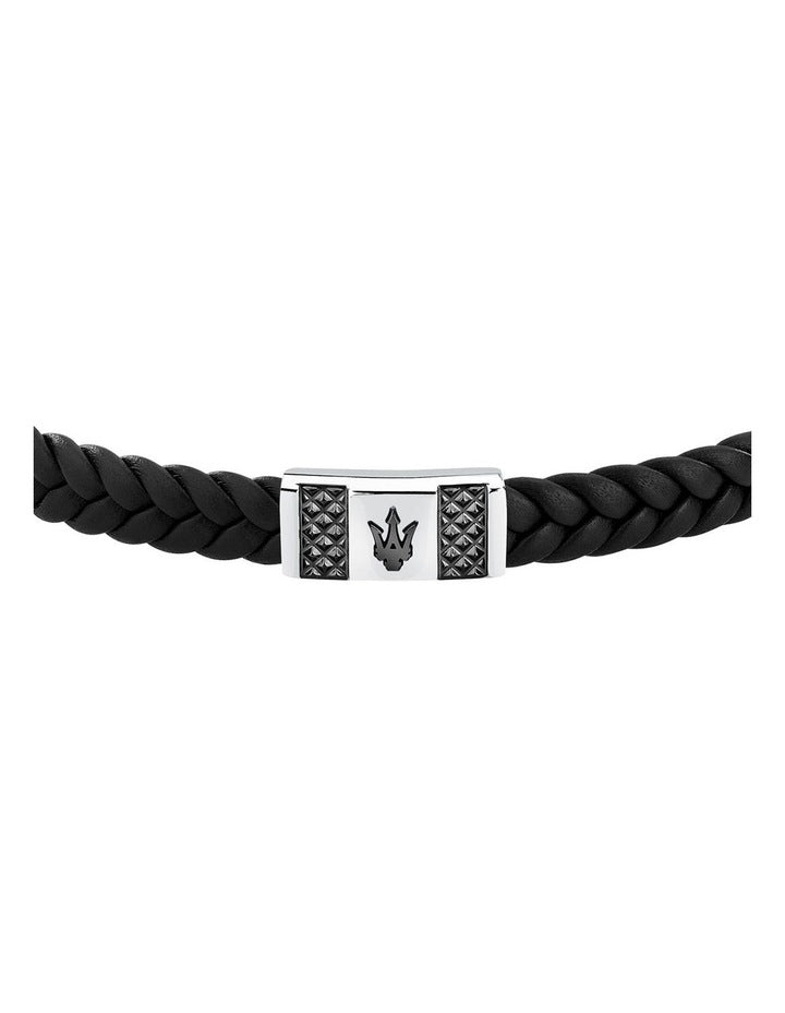 Gun Metal Leather Bracelet in Black