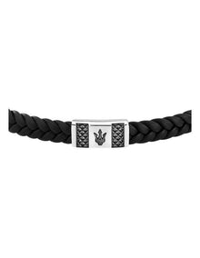 Gun Metal Leather Bracelet in Black