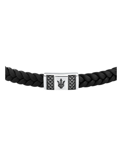 Gun Metal Leather Bracelet in Black