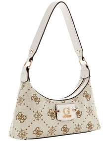 Neda Top Zip Shoulder Bag in Off White Logo