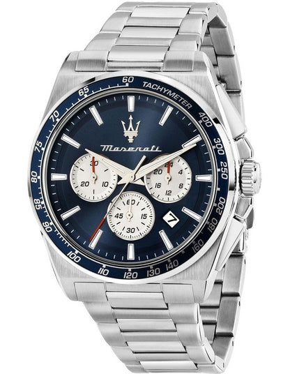 Velocita Chrono Dial Stainless Steel Strap Watch 43mm in Silver