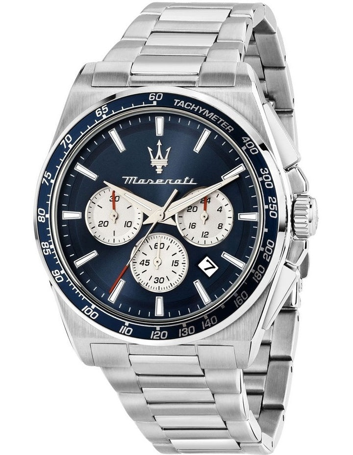 Velocita Chrono Dial Stainless Steel Strap Watch 43mm in Silver