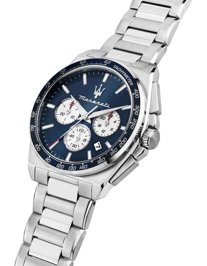 Velocita Chrono Dial Stainless Steel Strap Watch 43mm in Silver