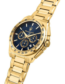 Velocita Chrono Dial Stainless Steel Strap Watch 43mm in Gold