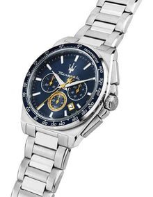 Velocita Chrono Dial Stainless Steel Strap And Leather Strap Watch 43mm in Silver