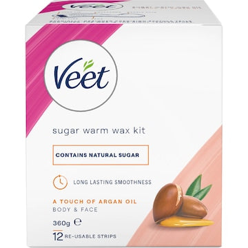 Veet Sugar Warm Wax Hair Removal Kit With Argan Oil 360g