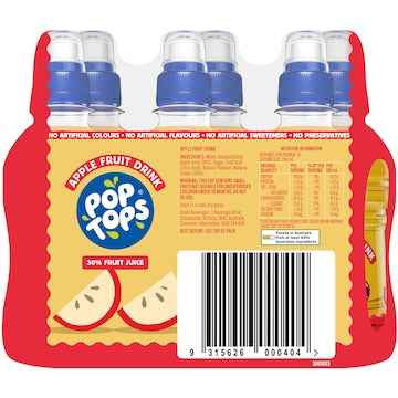 Pop Tops Fruit Drink Apple Poppers 250mL x 6 pack
