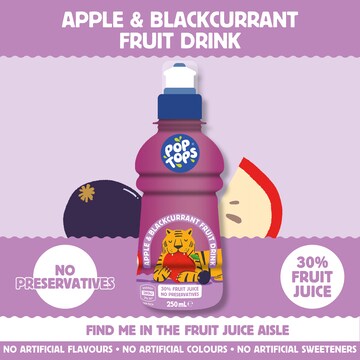 Pop Tops Fruit Drink Apple Blackcurrant Poppers 250mL x 6 pack