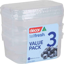 Decor Tellfresh Container Set Oblong 500mL x 3 pack