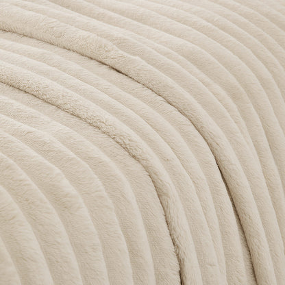 Plush Ribbed Blanket - Double/Queen Bed, Ivory