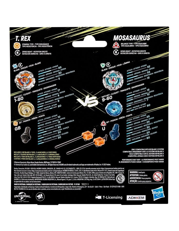 Jurassic World X Beyblade Collab T. Rex vs. Mosasaurus Toy