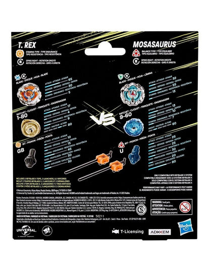 Jurassic World X Beyblade Collab T. Rex vs. Mosasaurus Toy