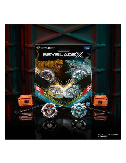 Jurassic World X Beyblade Collab T. Rex vs. Mosasaurus Toy
