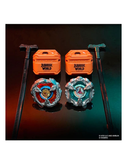 Jurassic World X Beyblade Collab T. Rex vs. Mosasaurus Toy