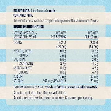 Devondale Semi Skim Long Life Milk UHT 1L