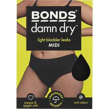 Bonds Damn Dry Midi Light Bladder Leaks Underwear Size 16 each