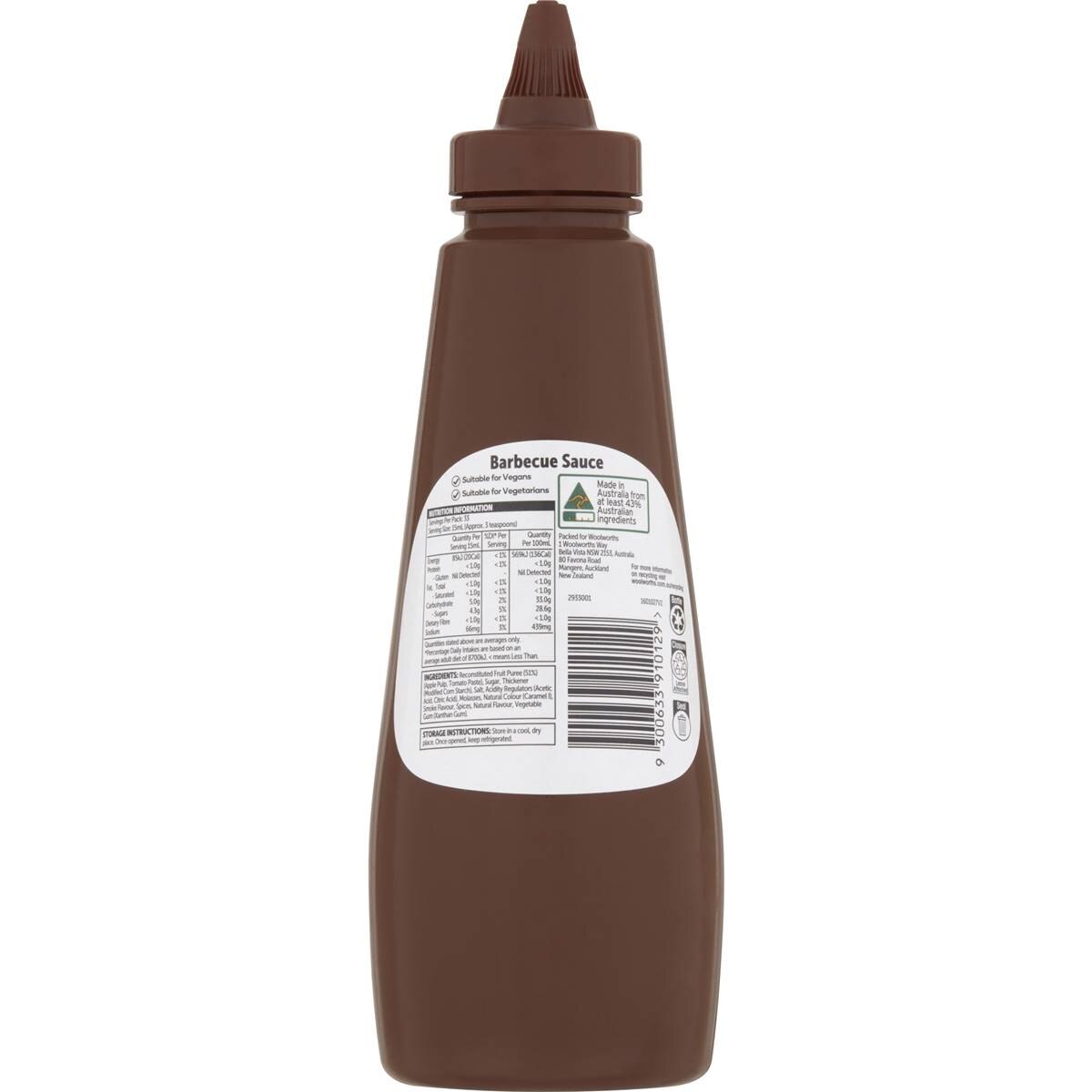 Woolworths Barbecue Sauce Squeeze 500ml