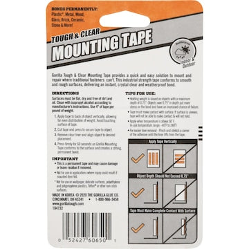 Gorilla Mounting Tape 25mm x 1.52m each