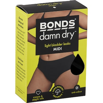Bonds Damn Dry Midi Period Underwear Size 12 each