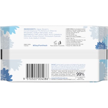 Femfresh Intimate Skin Care Sensitive Wipes Hypoallergenic 20 pack