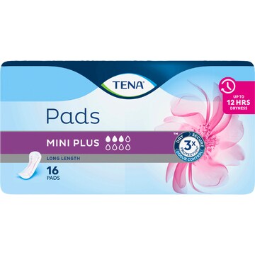 TENA Incontinence Pads Mini Plus Long Length 16 pack