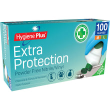 Hygiene Plus Extra Protection Powder Free Nitrile/Vinyl Gloves Med/Large 100 Pack