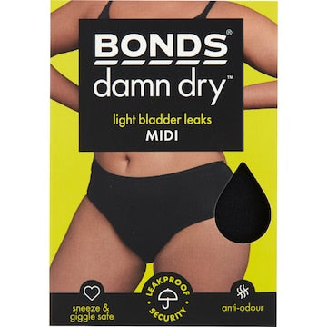 Bonds Damn Dry Midi Light Bladder Leaks Underwear Size 18 each