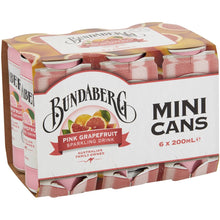 Bundaberg Pink Grapefruit Sparkling Drink 200ml x6 Pack