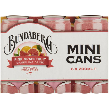 Bundaberg Pink Grapefruit Sparkling Drink 200ml x6 Pack