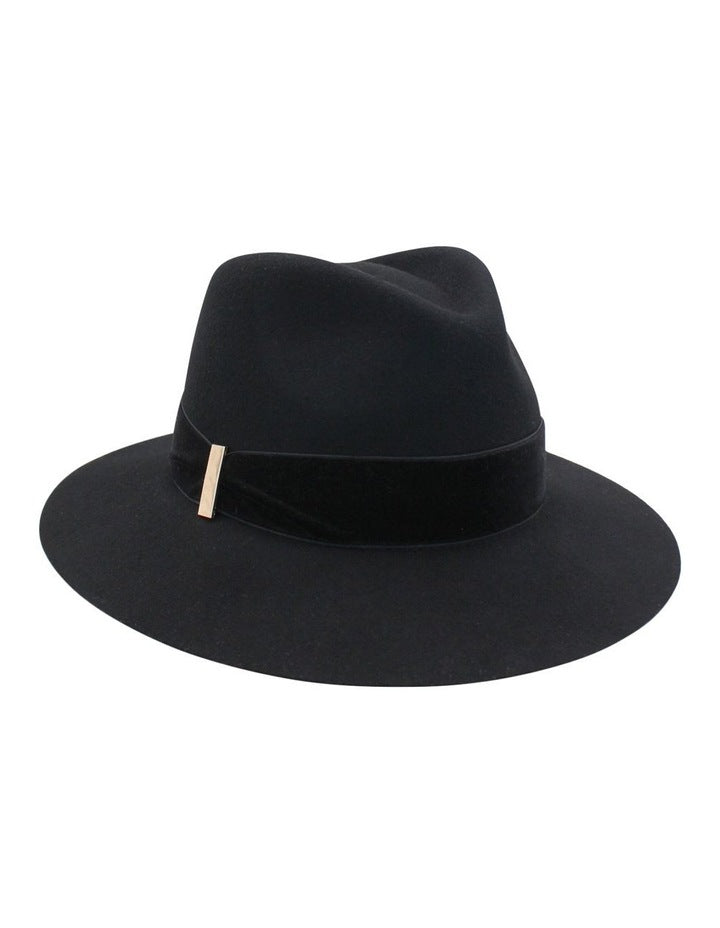Payton Wool Felt Fedora in Black