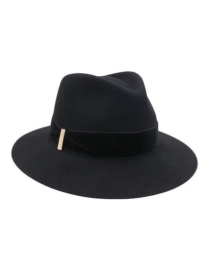 Payton Wool Felt Fedora in Black
