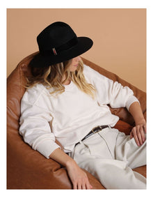 Payton Wool Felt Fedora in Black