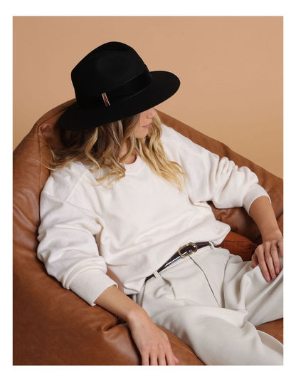 Payton Wool Felt Fedora in Black