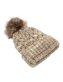Serena Cable Knit Beanie in Camel Brown