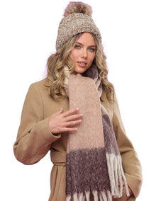 Serena Cable Knit Beanie in Camel Brown