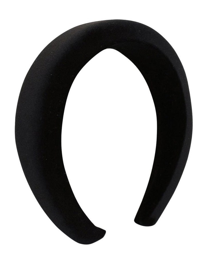 Leslie Velvet Padded Headband in Black