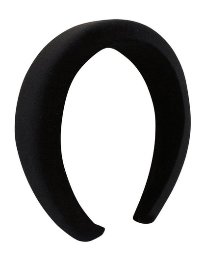 Leslie Velvet Padded Headband in Black