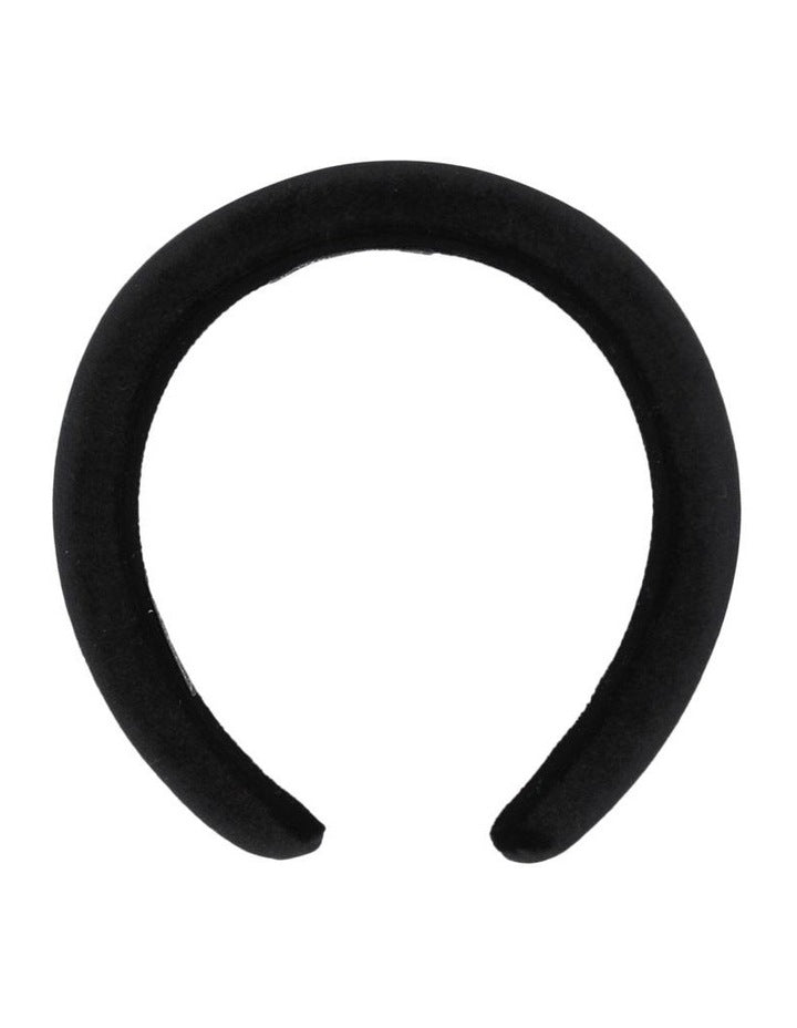 Leslie Velvet Padded Headband in Black