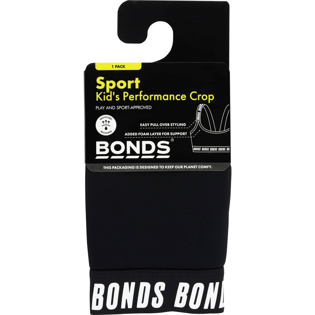 Bonds Performance Kids Crop Size 10-12 Assorted Each