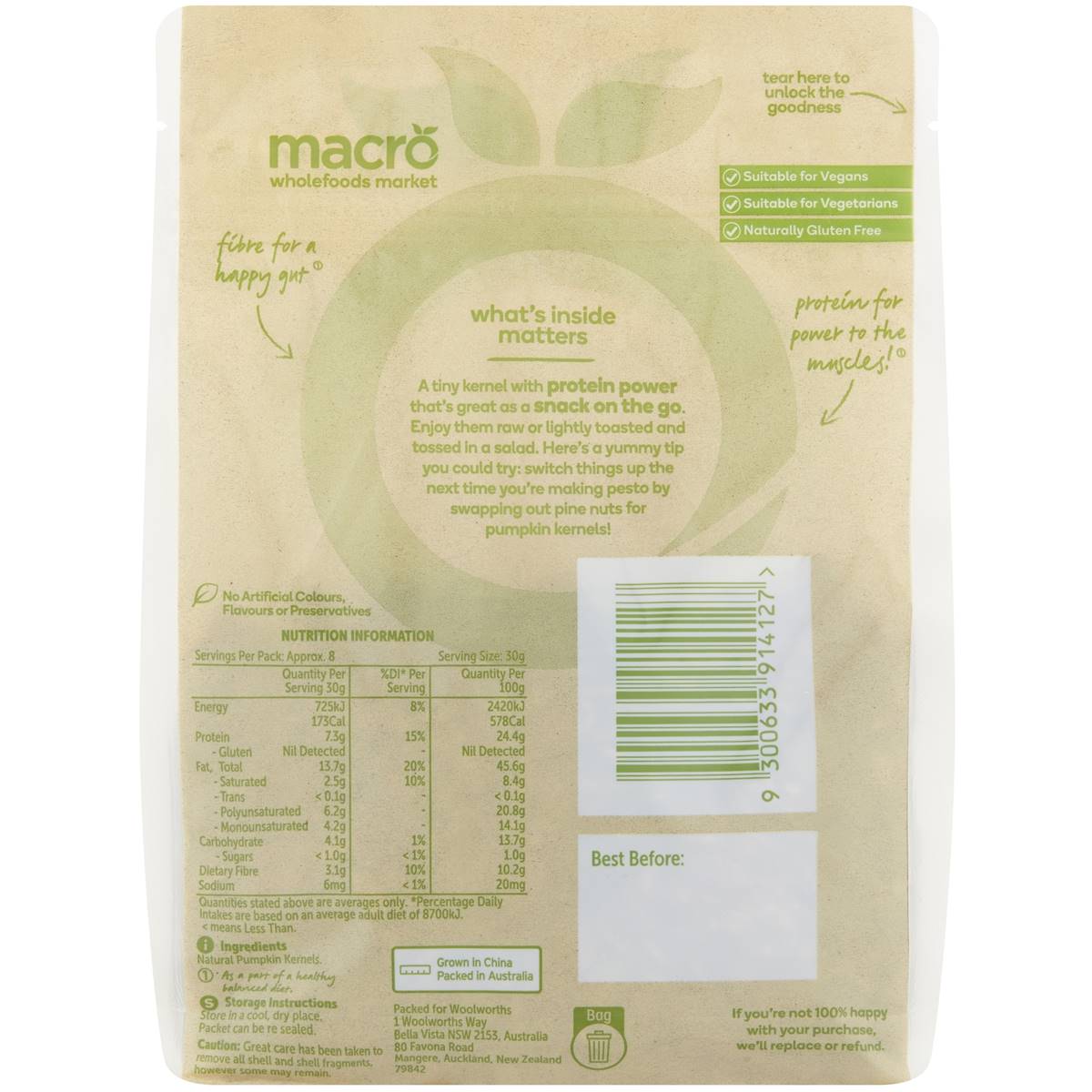 Macro Natural Pumpkin Kernels 250g