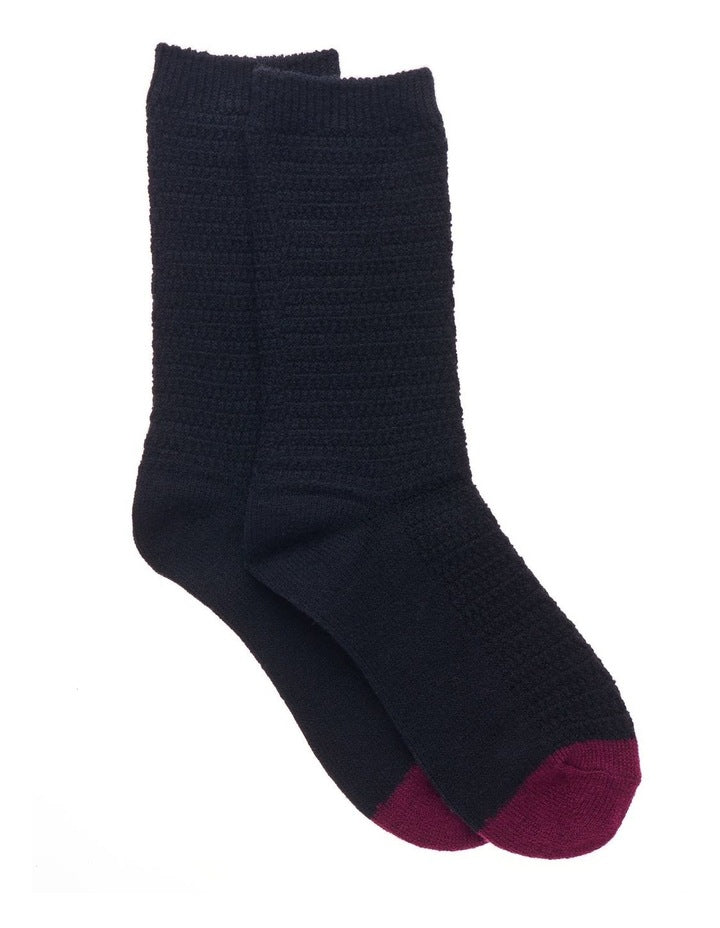 Wool Blend Textured Geo Crew Socks 1 Pack in Black