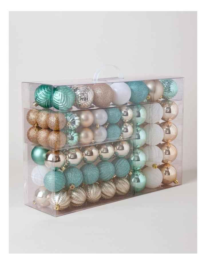 Eucalyptus Christmas 100pk Shatterproof Ornaments in Asst. Colours & Size