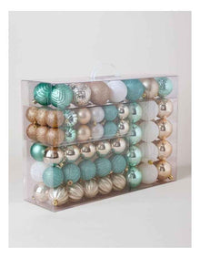 Eucalyptus Christmas 100pk Shatterproof Ornaments in Asst. Colours & Size